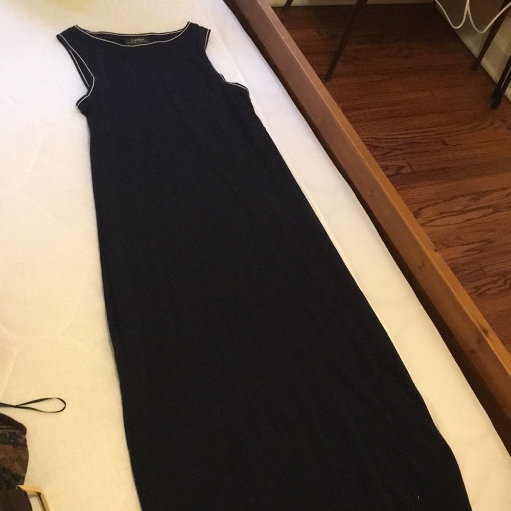 Classic Ralph Lauren navy dress high neck